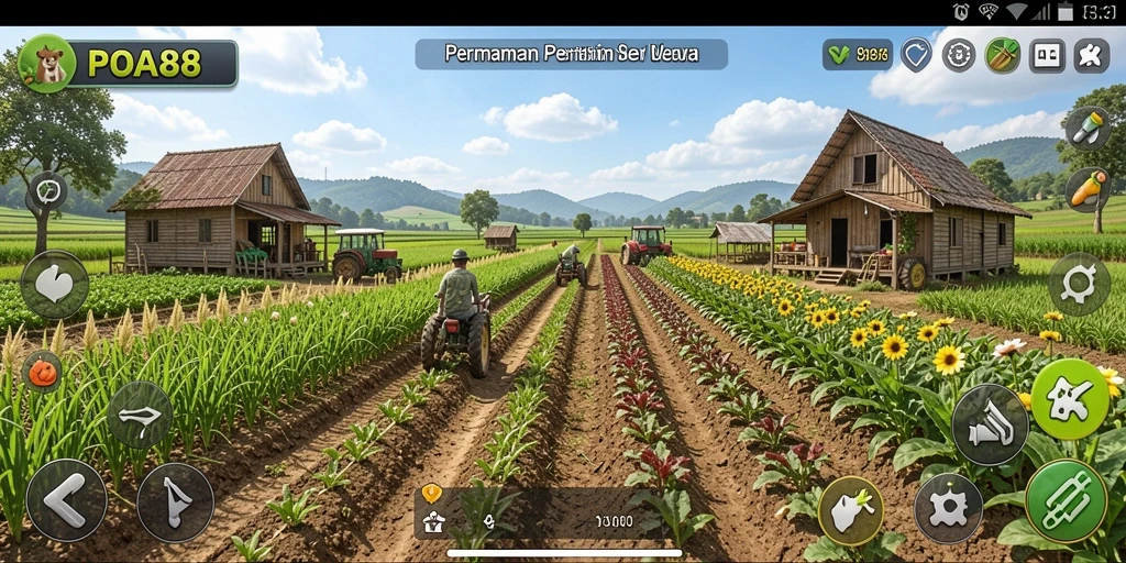 Screenshot gameplay POA88 dengan aktivitas bertani yang menarik.